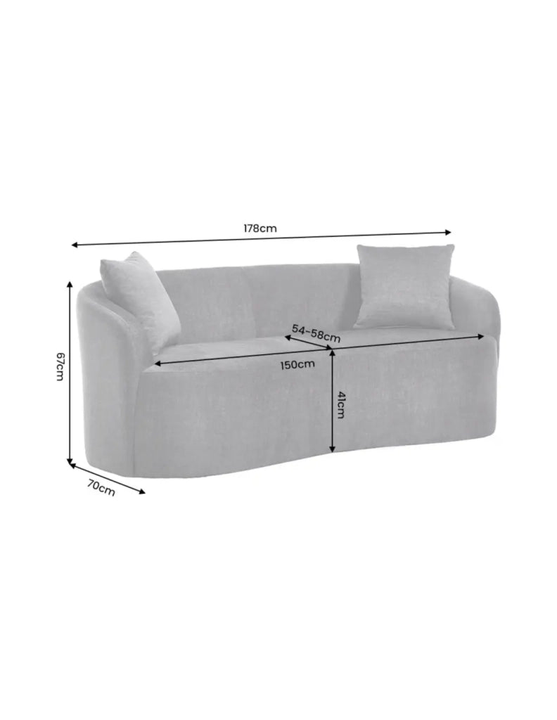 Divano dritto NYJY 2 posti in velluto – Grigio grafite – 178 x 67 x 70 cm