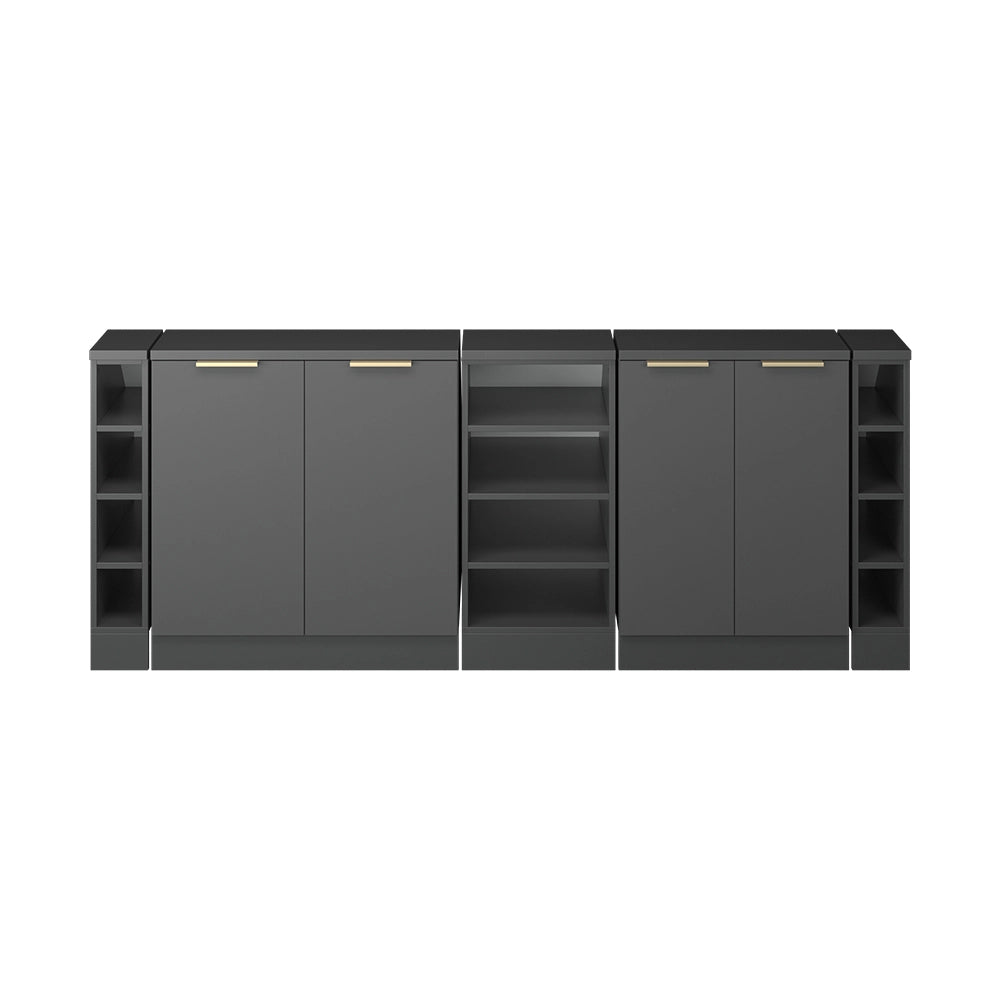 Mobile cucina sottotetto R-Line Antracite-oro/Antracite 210 cm Set di 5 carcasse armadio profondità 60 cm Vicco