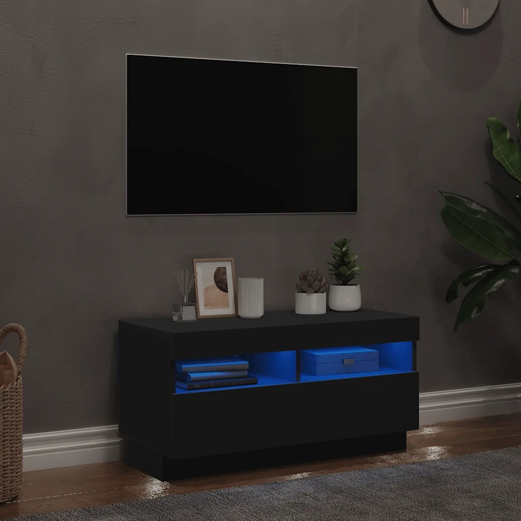 Mobile Porta TV con Luci LED-Mobile per TV-Credenza TV Nero 80x35x40 cm