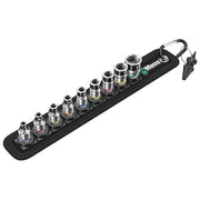 Wera 05003880001 Zyklop Set di Bussole 1-4'' con Funzione di Ritegno 9 Pezzi con Moschettone e Nastro Autoadesivo colore Nero
