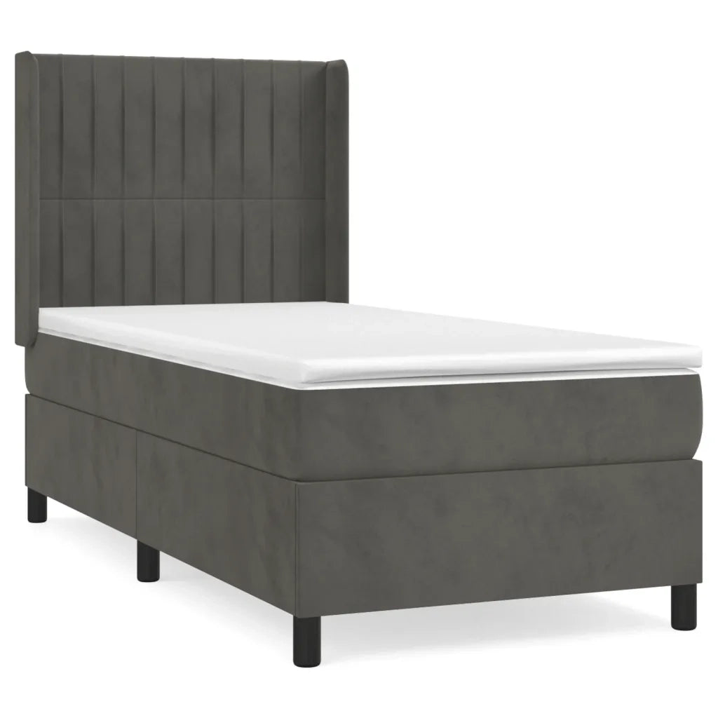 Giroletto a Molle con Materasso Grigio Scuro 80x200 cm Velluto 3132766