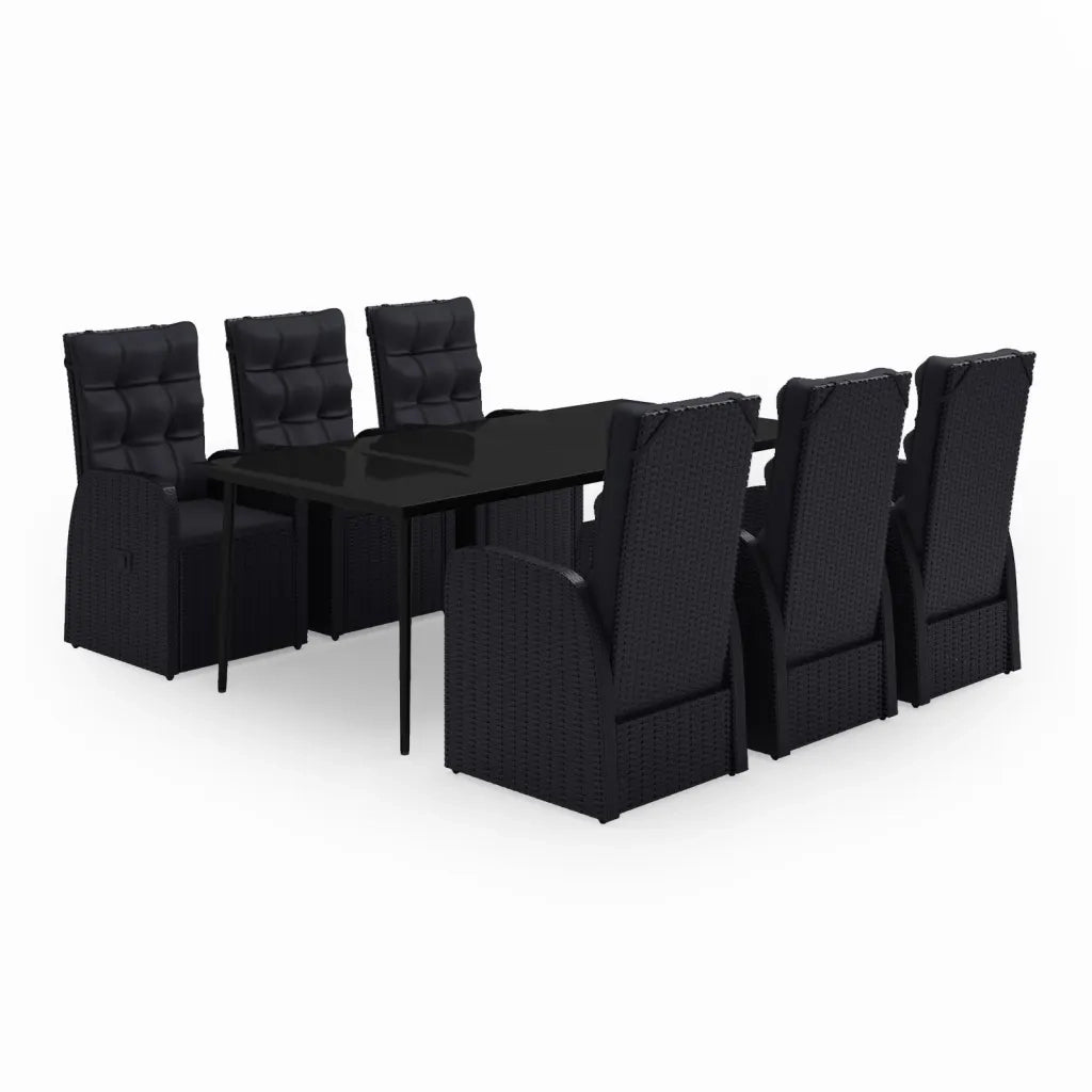 Set da Pranzo da Giardino 7 pz con Cuscini Nero cod mxl 41932