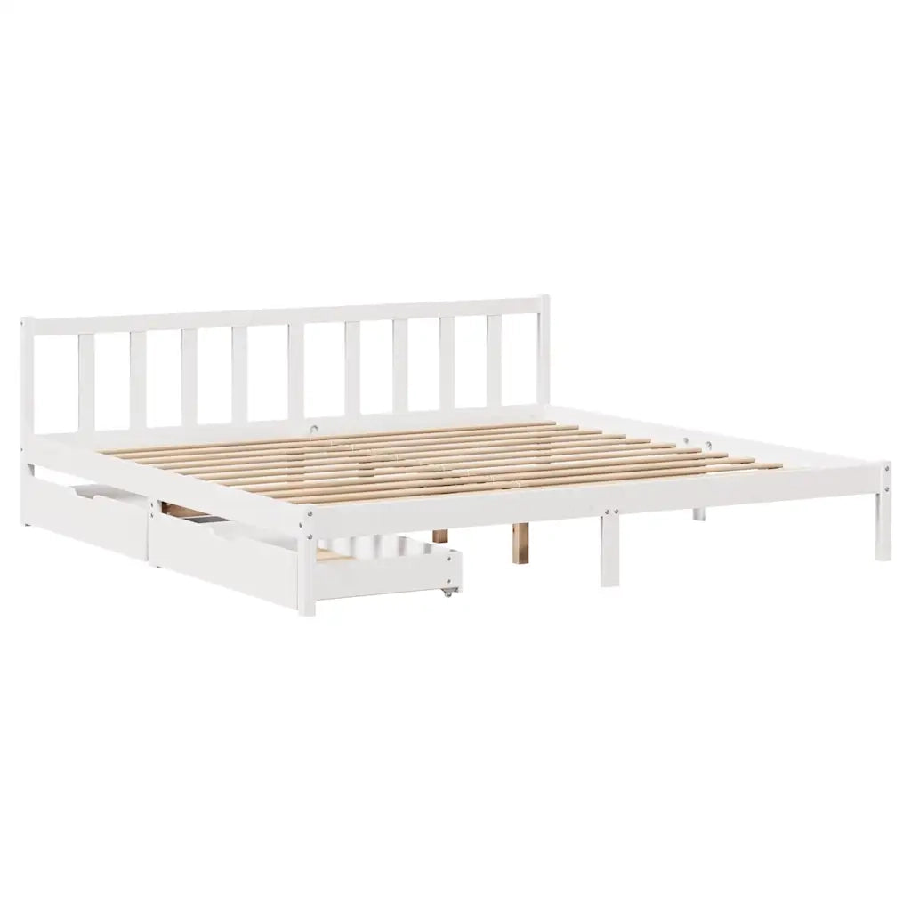 Letto senza Materasso-Struttura Letto Bianco 180x200 cm Legno Massello di Pino 723695