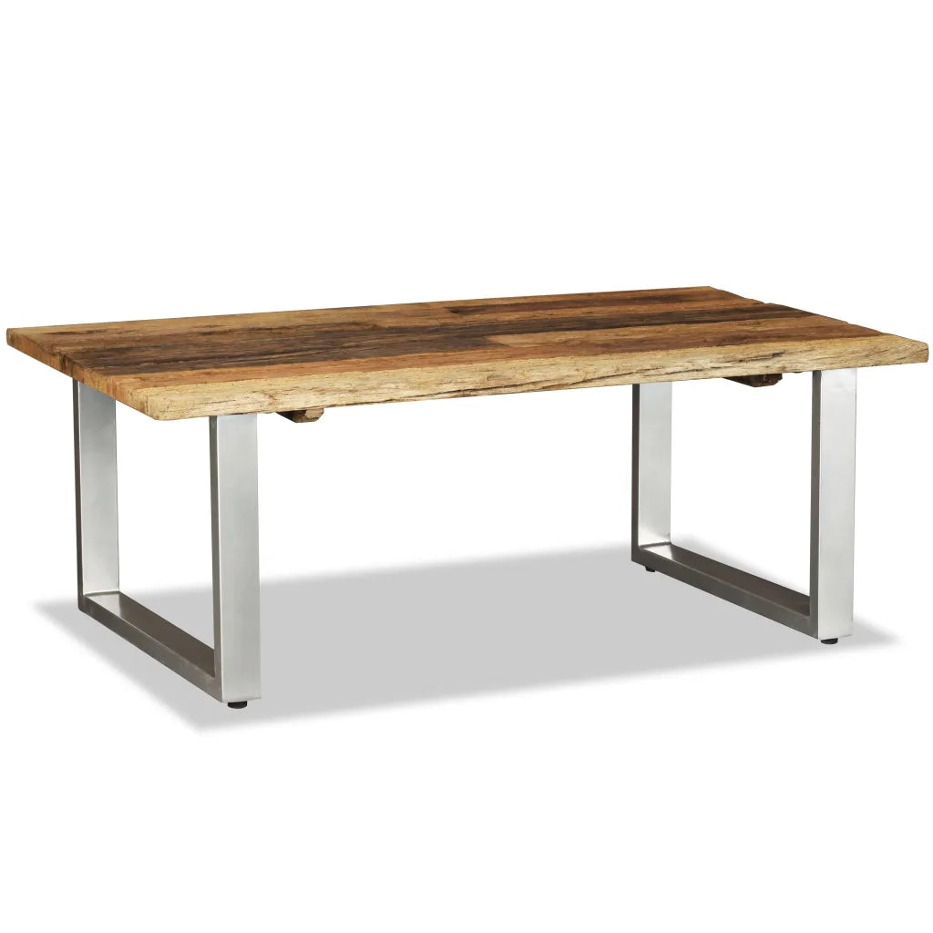 Tavolino da CaffÃ¨ in Legno Massello Recuperato 100x60x38 cm cod mxl 6106