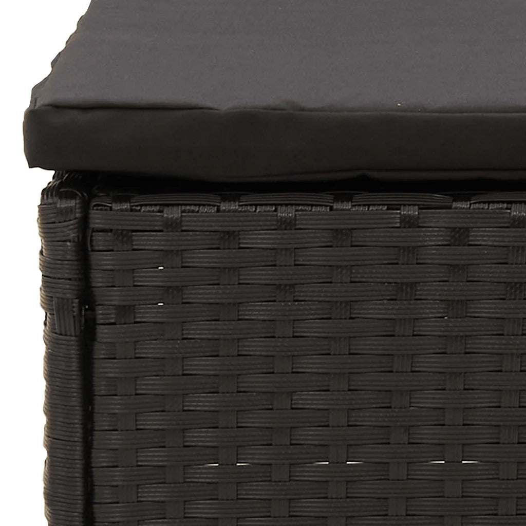 Sedia da giardino-Poggiapiedi da Giardino con Cuscino in Polyrattan Nero