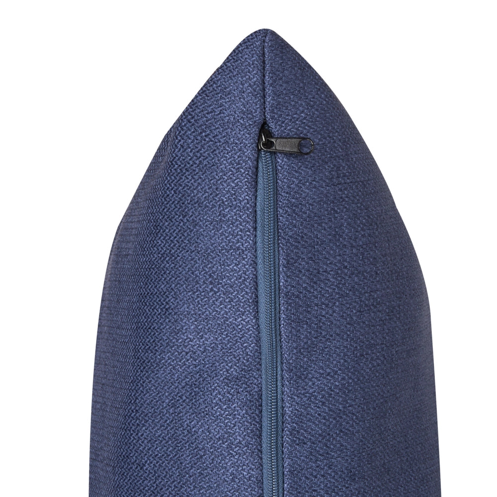Poltrona in lino sintetico blu scuro con cuscino gambe in ferro nero stile retrò elegante