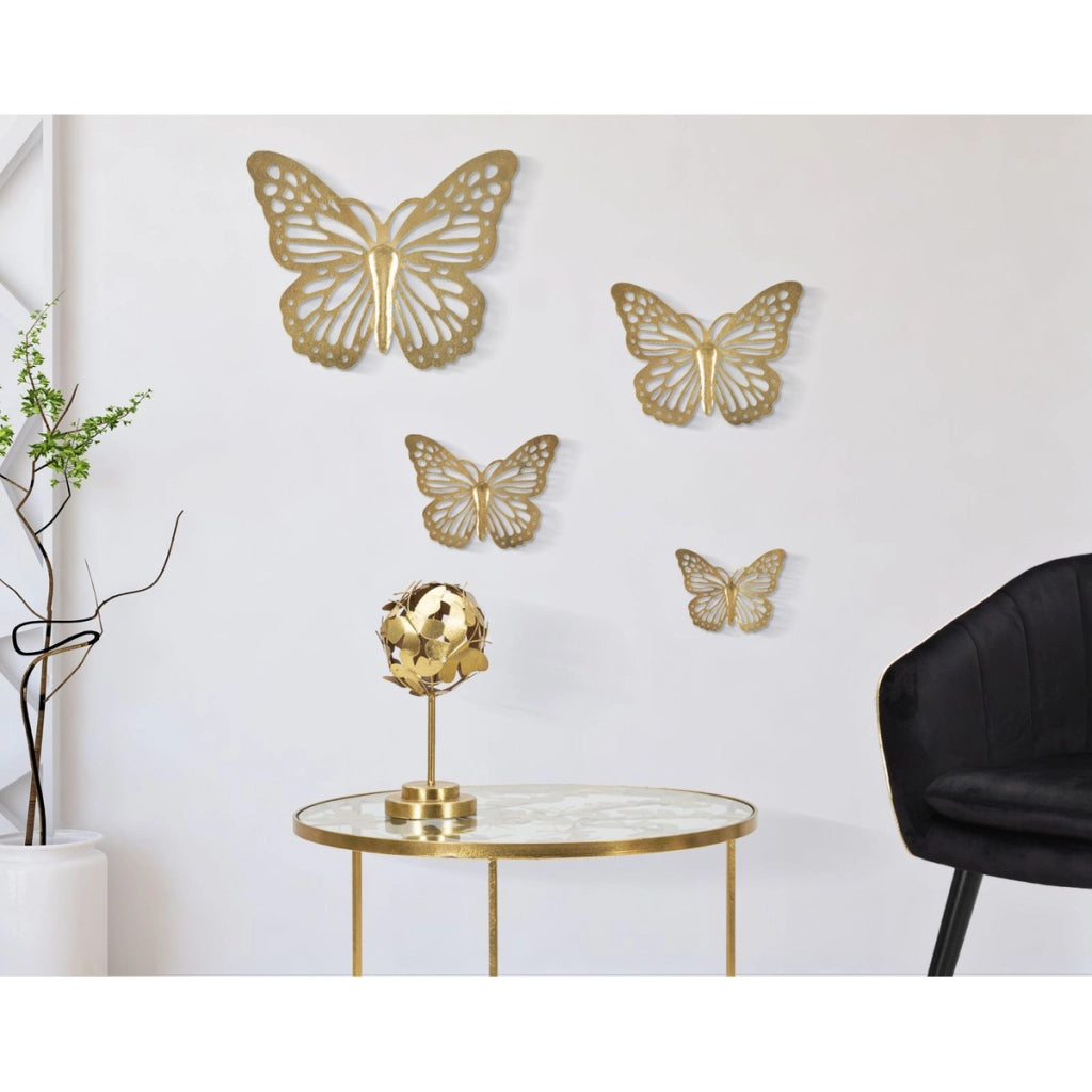 Decorazione in Metallo 3D Farfalla 16, Oro, Metallo, 35x2x29 cm