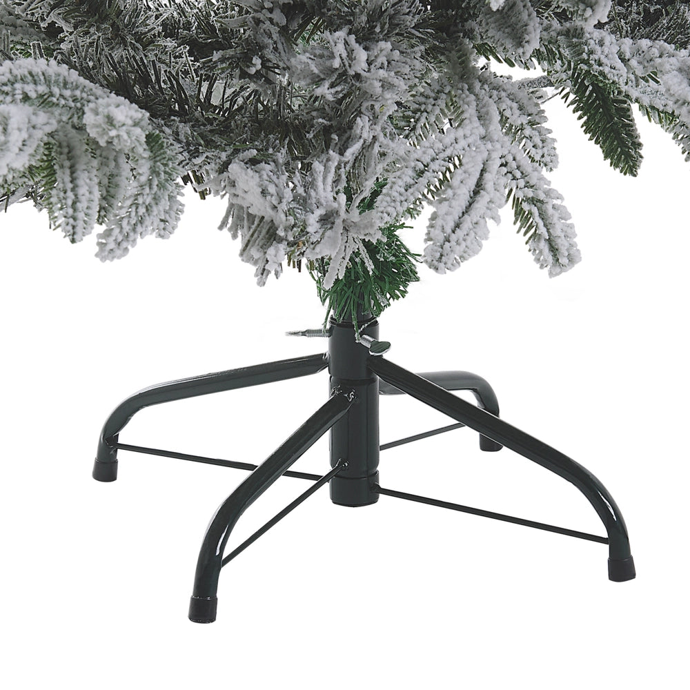 Albero di Natale Bianco Artificiale Innevato Base in Metallo PVC 180 cm