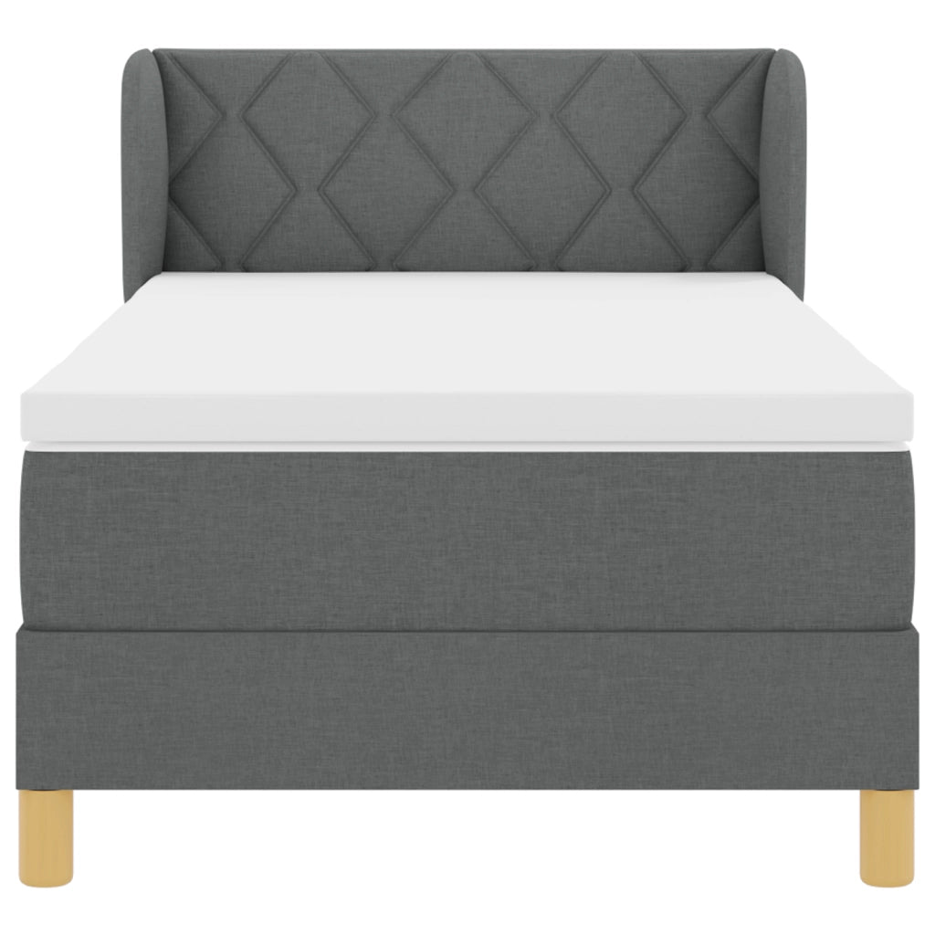 Letto Box Spring con Materasso - Grigio Scuro, 100x200 cm, Tessuto