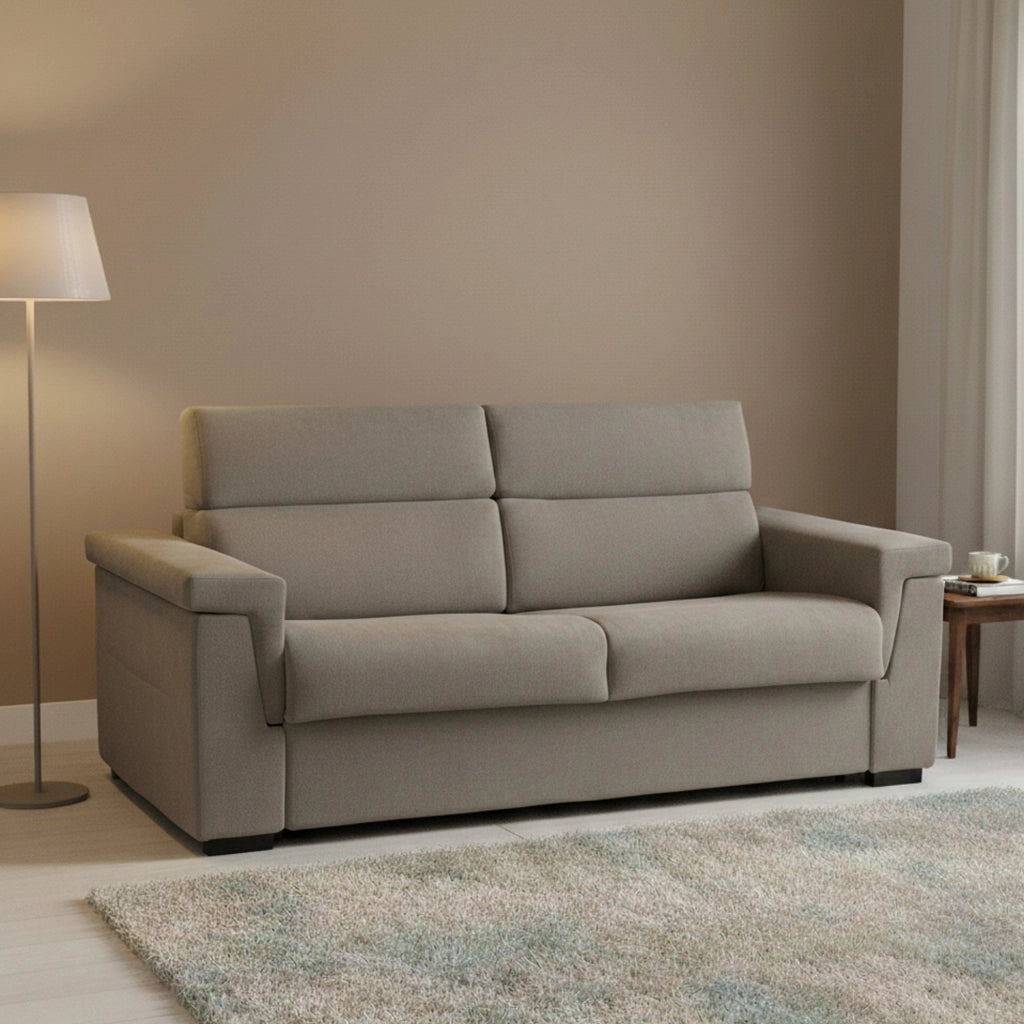 Benedetto, Divano Letto 3 Posti Sfoderabile Made in Italy, 225x95 cm Grigio Tortora