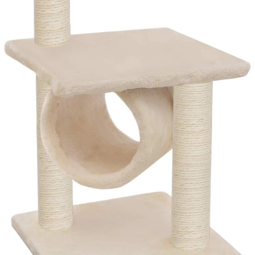 Tiragraffi albero per gatti cuccia per gatti peluche in sisal 65 cm beige 3702217