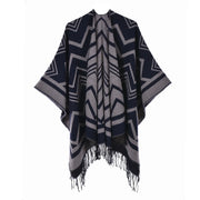 Sciarpa/stola da donna con nappe, alla moda, calda, spessa e divisa.