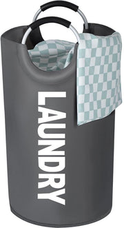 Wastino con manubrio, 115L, contenitore lavabile con tasca di Oxford, lavandino acqua resistente, set lavandino, separatore acqua e contenitore di stoccaggio per la camera da letto, grigio