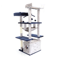 Fudajo Albero tiragraffi per gatti 134cm grigio chiaro, con casetta e amaca