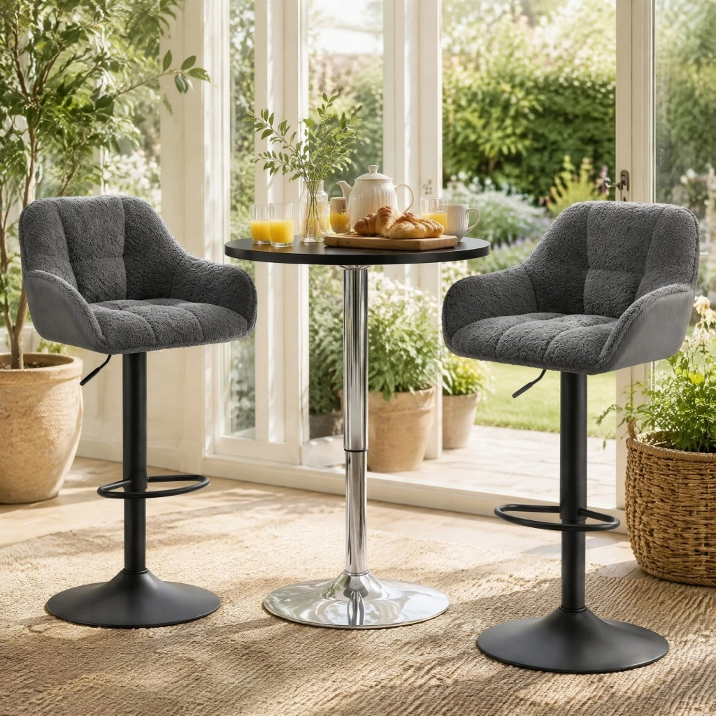 SGABELLO BAR REGOLABILE E GIREVOLE 52 x (87-109) x 50 cm Grigio scuro Set da 2 pezzi