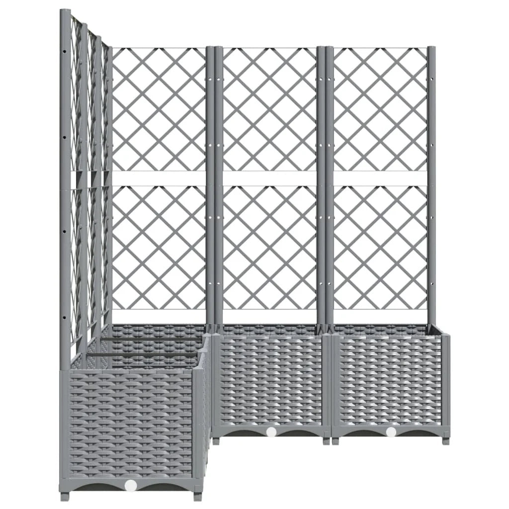 Fioriera rialzata per piante fiori e terrazze con traliccio di colore chiaro 120 x 120 x 136 cm polipropilene grigio 02_0038341