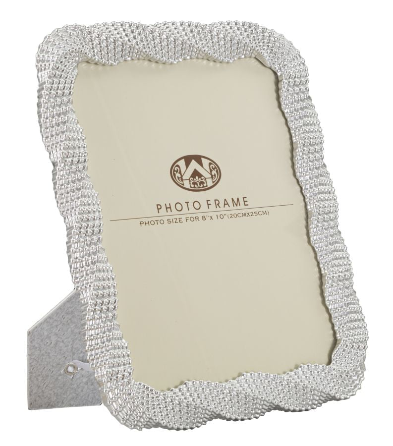 Cornice Bead Silver 25x2,2x30,2 cm in Poliresina e Vetro