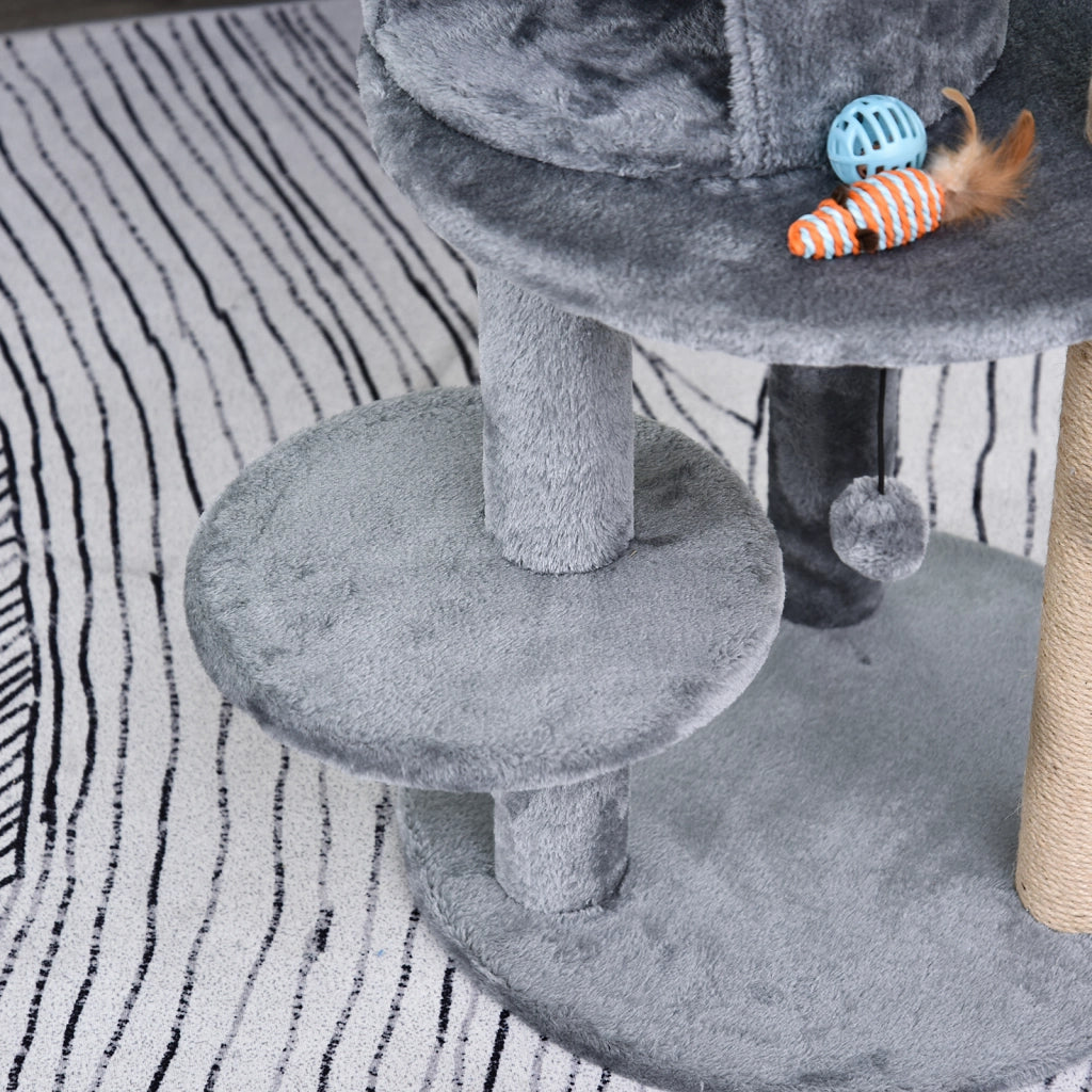 Albero tiragraffi per gatti con tana e colonne sisal ¨C Minimal ¨C Grigio 104 cm