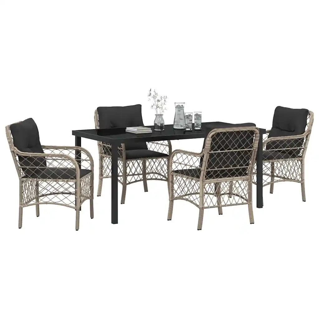 Set da Pranzo per Giardino 5 pcs Grigio chiaro polyrattan 3380242
