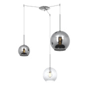 Lampadario Contemporaneo Future Metallo Cromo Vetro Trasp-Cromo 3 Luci E27
