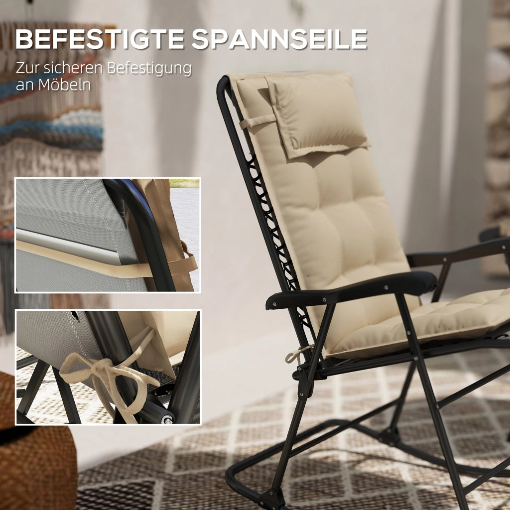 Set di 2 cuscini per sdraio cuscino idrorepellente per sdraio da giardino 50x116x5 cm; beige