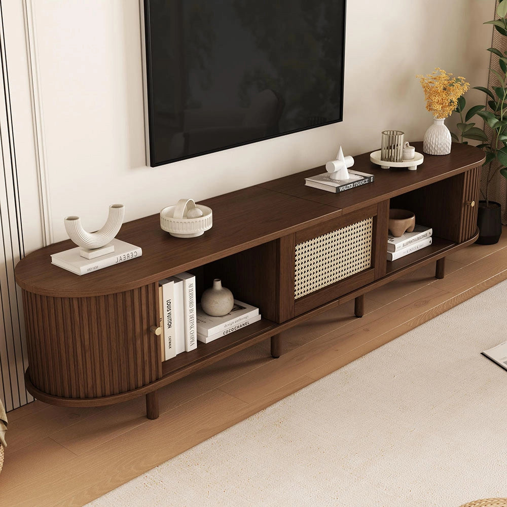 Mobile TV rotan - Xylo - 180cm noce piedi regolabili 30kg