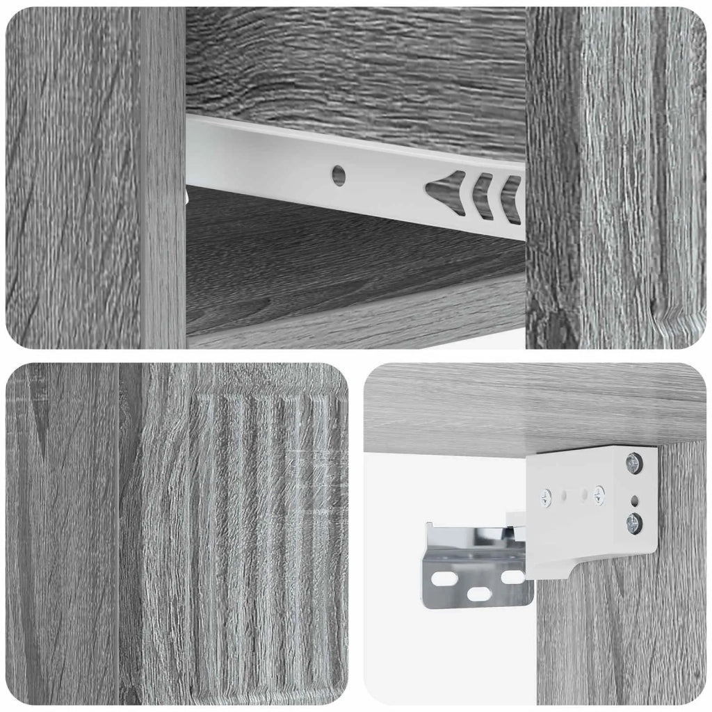 Mobiletto da notte a muro 2 pcs Grigio Sonoma 33 x 34,5 x 20 cm 897928