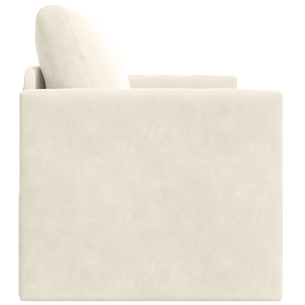 Divano Letto da Terra 2-in-1 Panna 124x204x61 cm Velluto