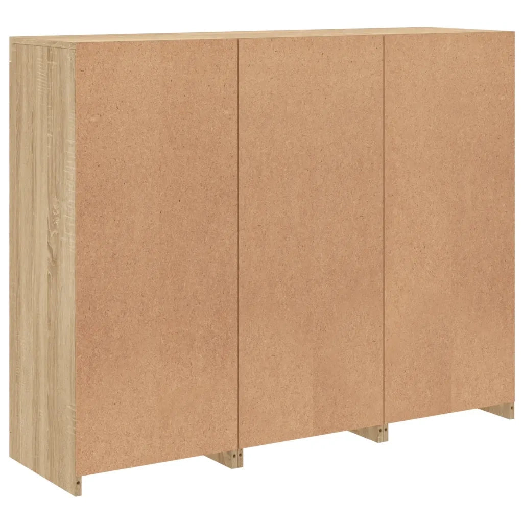 Credenze con Luci LED 3 pz | Madia | Buffet da pranzo | Armadio da pranzo Rovere Sonoma in Legno Multistrato