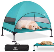 Letto per cani elevato con ombrello, sedia esterna elevata per il sole con tacchetti antiscivolo, portatile con ombra su tre lati, divano per cani per campeggio, giardino, spiaggia e piscina