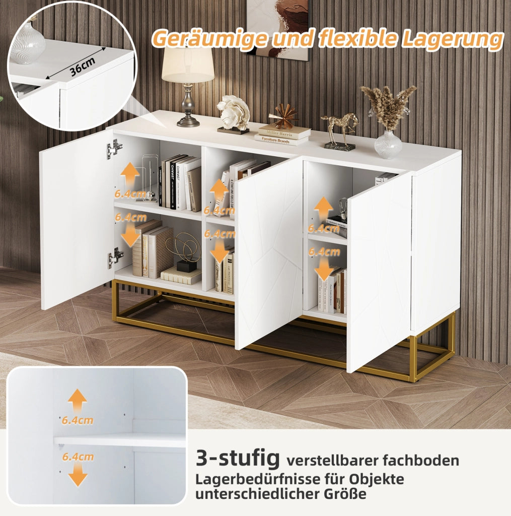 Credenza moderna lucida con ante scanalate e ripiani regolabili