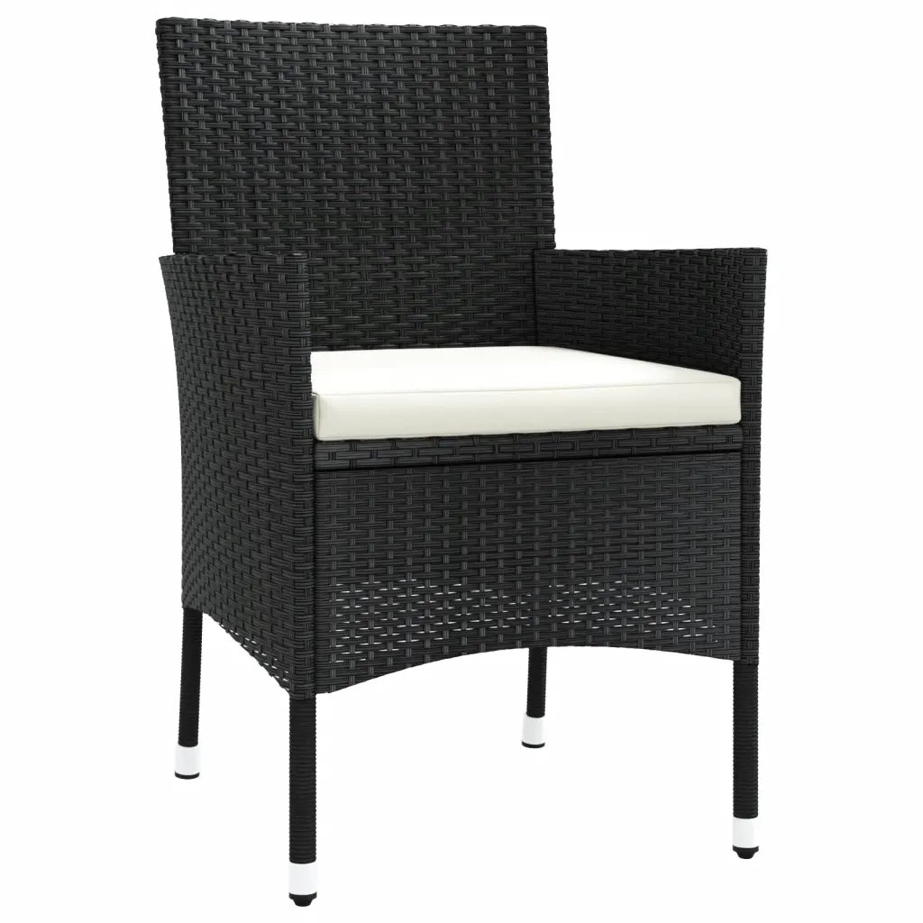 Set da Pranzo da Giardino 5 pz Nero con Cuscini in Polyrattan 3187390