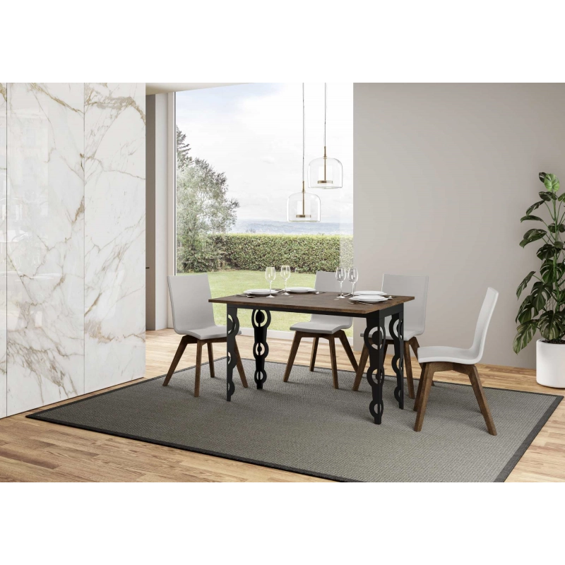 Tavolo apribile 120x45/90 cm Karamay Double telaio Antracite - Noce