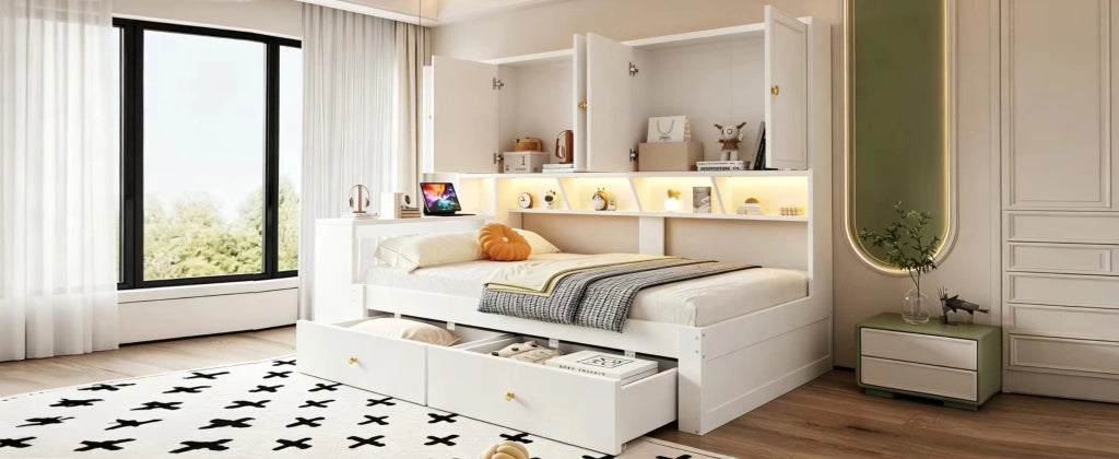 letto multifunzione mdf bianco 95 x 235 cm