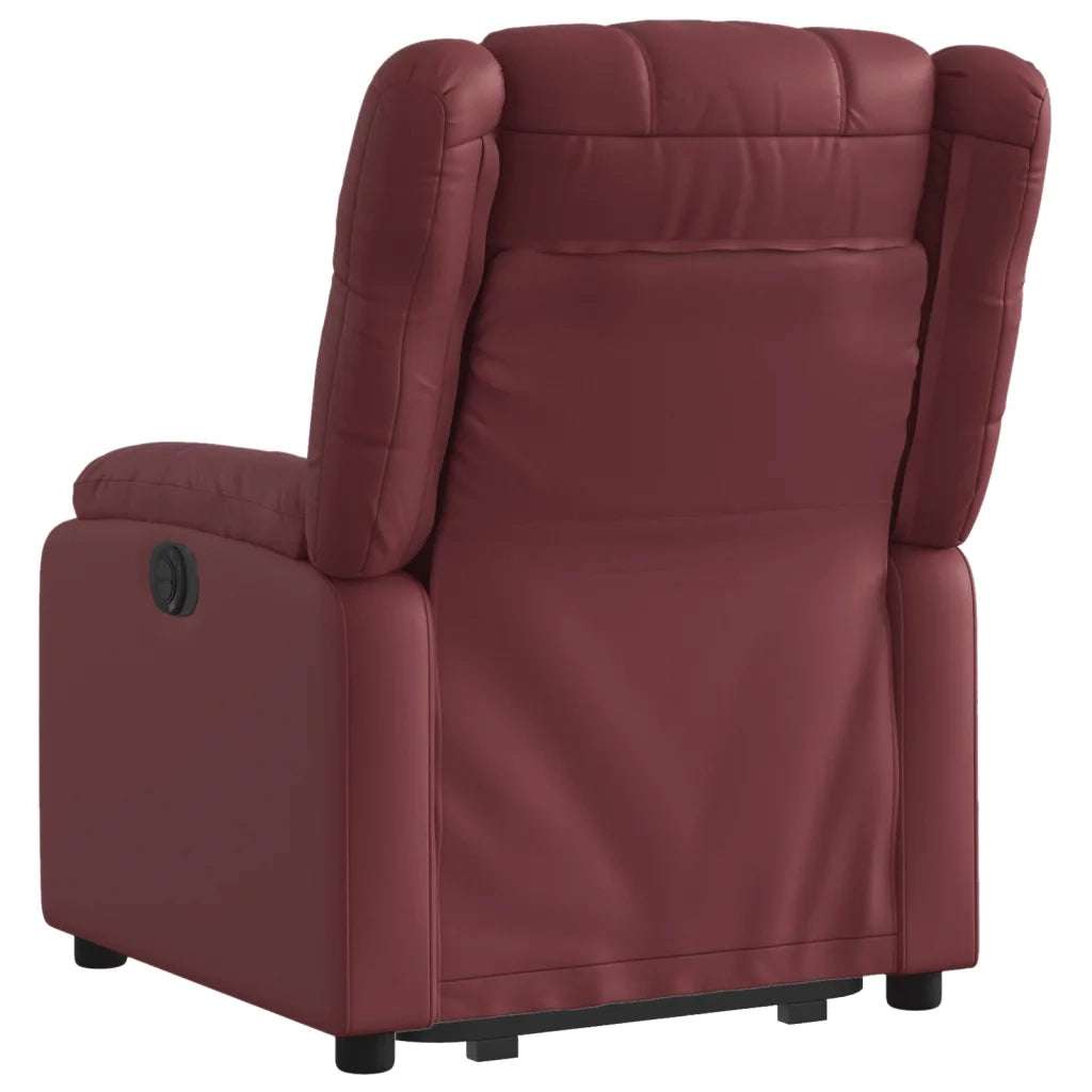 Poltrona Alzapersona Reclinabile Rosso Vino in Similpelle 3205154