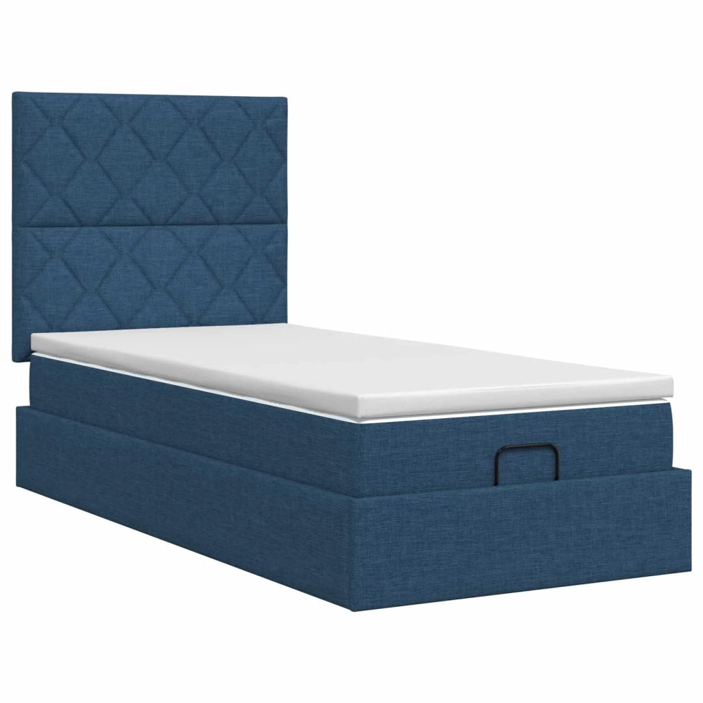 Letto ottomano con materasso Blu 90 x 200 cm Tessuto 3457548