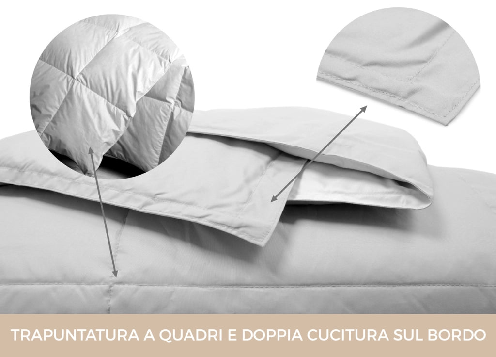 Interno Imbottitura Piumino Invernale 300gr/mq In Piuma D'Oca Bicolor - 1 Piazza e Mezza - Panna-Tortora
