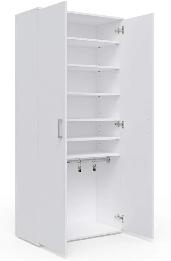 Mobile porta scarpe Torge, Bianco, 80 x 178 cm, per la conservazione e l’organizzazione delle scarpe nell’ingresso