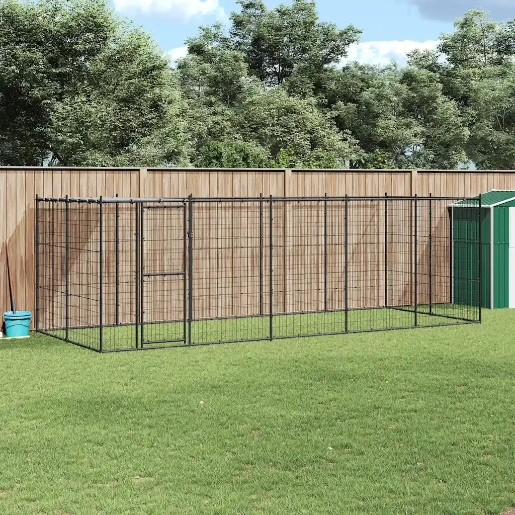 Gabbia per Cani da Esterno in Acciaio con Tetto 12,1 m² 3082294