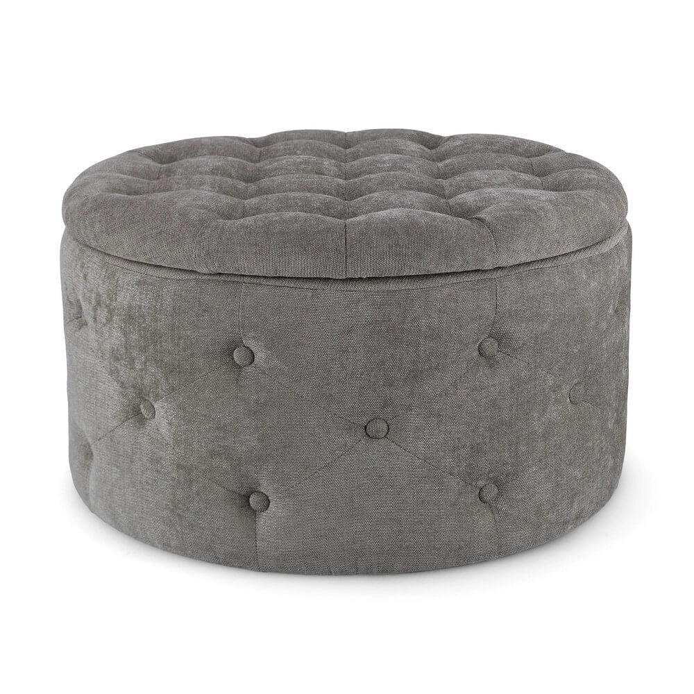 Pouf Rotondo Contenitore Porta Scarpe Trapuntato in Tessuto - LEE