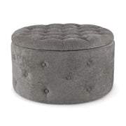 Pouf Rotondo Contenitore Porta Scarpe Trapuntato in Tessuto - LEE