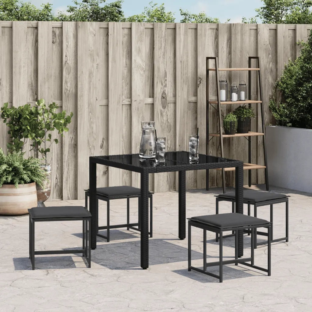 Sgabelli da Giardino con Cuscini 4 pz Neri Acciaio e Textilene 4008585