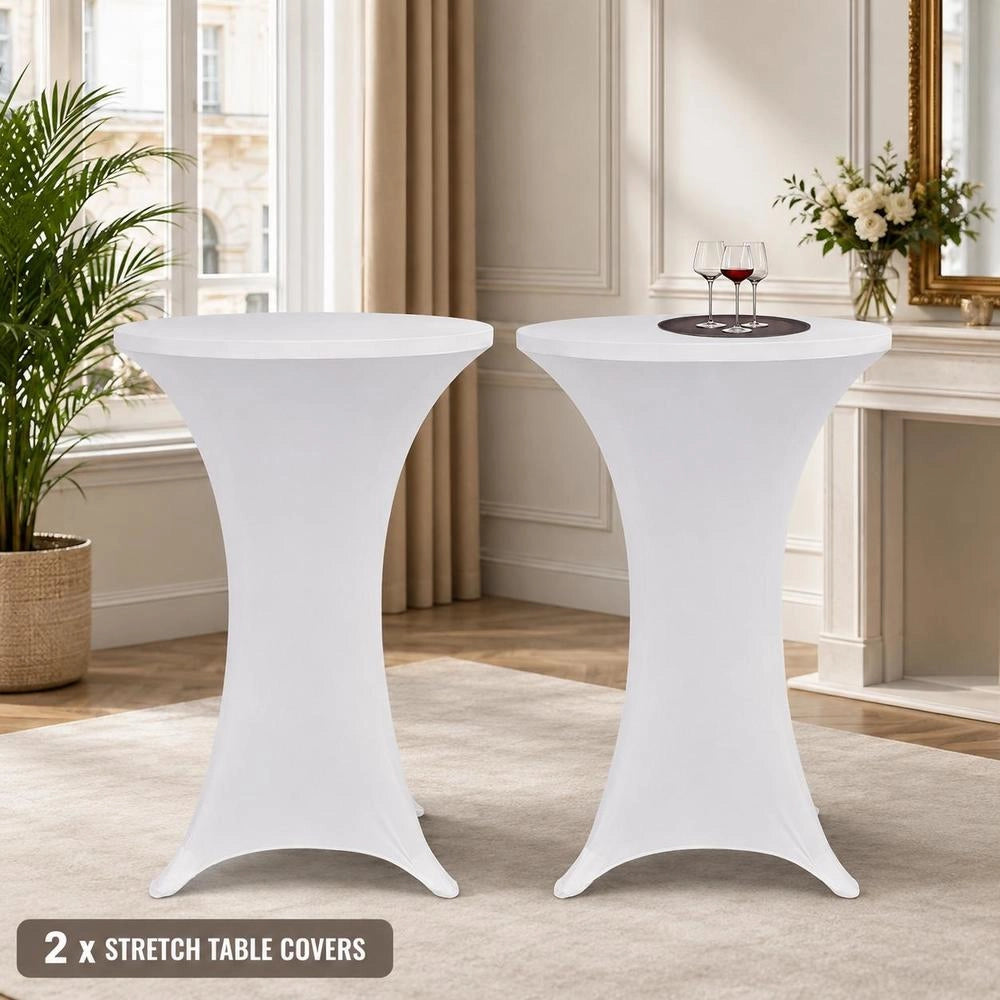 2 X Table Cover For Standing Table, Stretch Cover 60 Cm, White