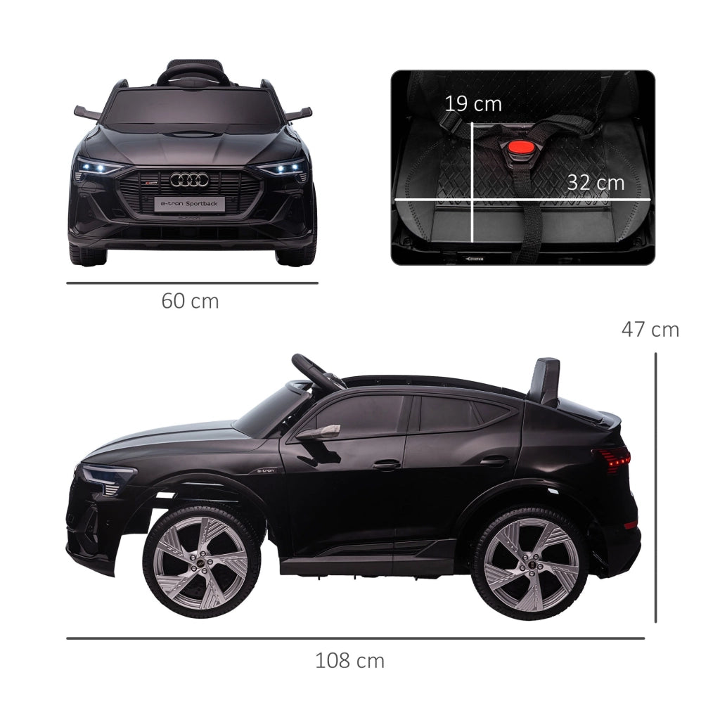 Macchina Elettrica per Bambini 12V con Licenza Audi E-Tron Sportback Nera