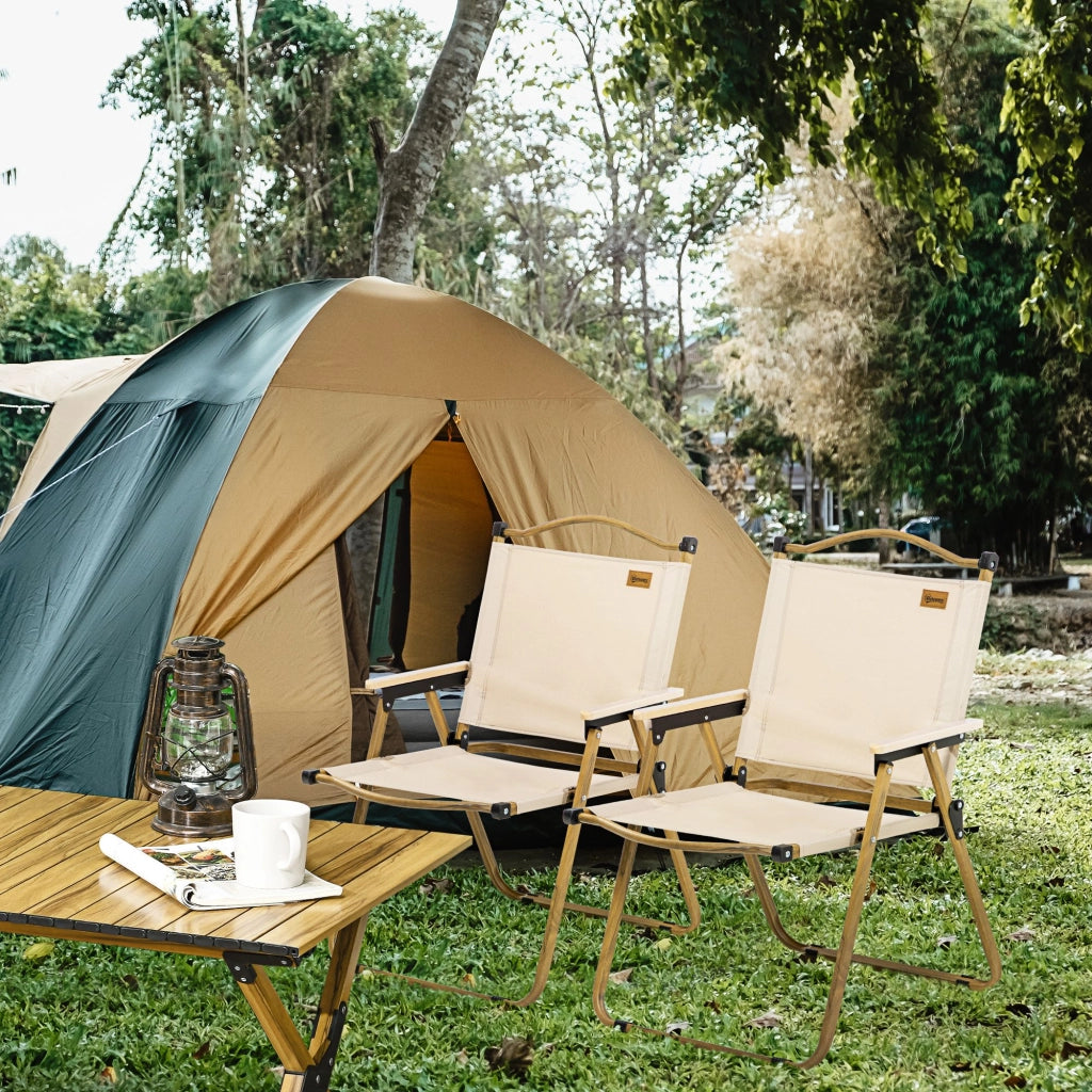 Sedia da giardino pieghevole ¨C zephmum ¨C acciaio, effetto legno, kaki