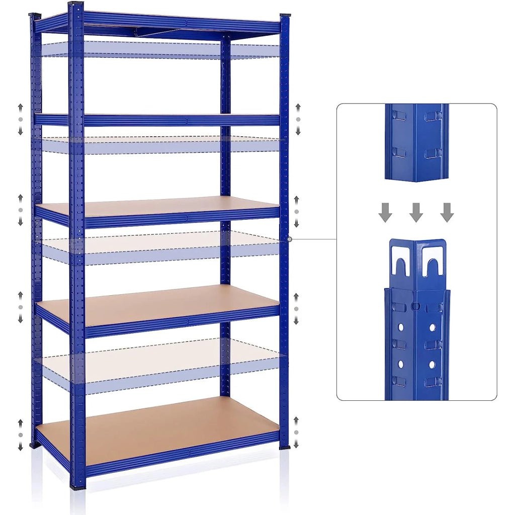 Scaffalatura metallica per carichi pesanti 200 x 100 x 50 cm 5 ripiani portata totale 875 kg (175 kg/ripiano) ripiani regolabili per garage/cantina nero 12_0005595