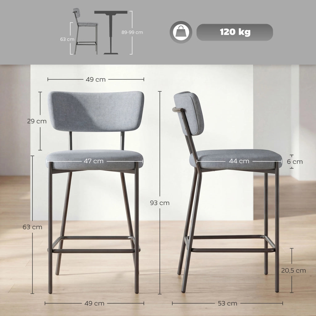 Sgabelli da bar ¨C zephmum ¨C grigio 49x53x93 cm