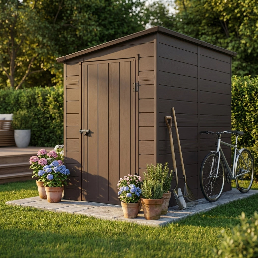 Casetta Porta Attrezzi da Giardino in Plastica cm 143x247x194 - REX