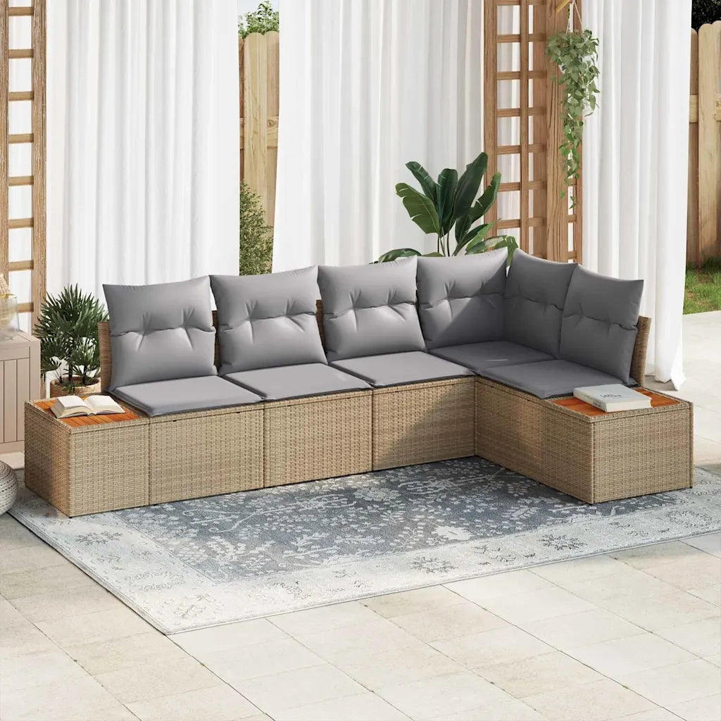 Set Divano da Giardino 5 pcs beige e grigio chiaro Poly Rattan 3356755