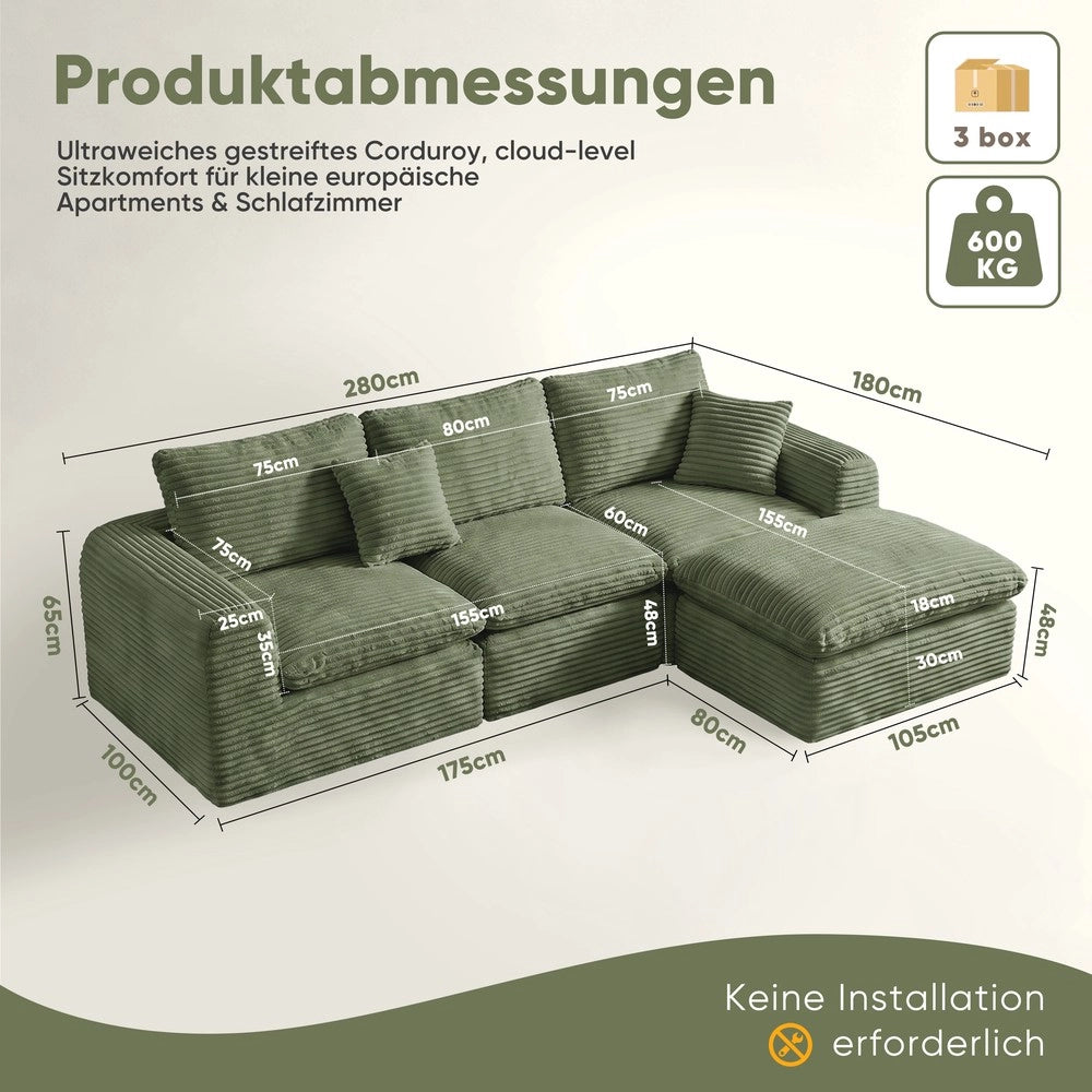 Divano letto 3 in 1 ¨C Minimal ¨C Tessuto, modulo componibile